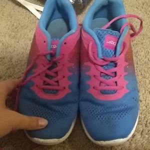 Blue pink shoes
